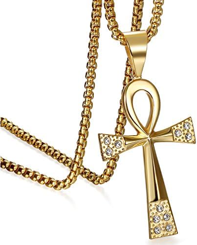 Egyptische Ankh Kruis Hanger Ketting Met Oog Van Horus En Scarabee Roestvrij Staalverzilverde Ketting Voor Mannen En Vrouwen