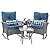 VONZOY Patio Furniture Set 3 Pieces, Wicker Rocking Bistro Set with Thick Cushions, Outdoor Rocker Chairs and Coffee Table for Porch, Backyard or Garden (Blue)