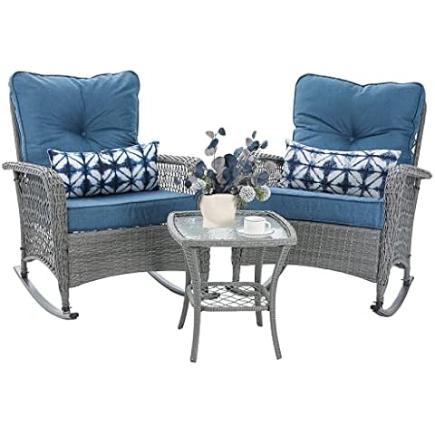 VONZOY Wicker Rocking Bistro Set Cover