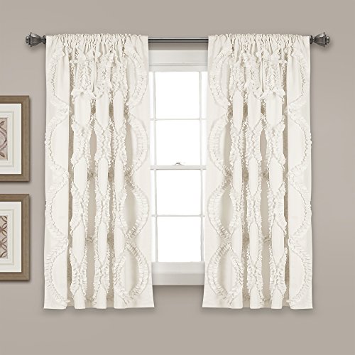 Lush Decor Avon Window Curtain Ivory Panel for Living Dining Room, Bedroom (Single), 54" W x 63" L, White