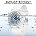 GOLDEN HOUR Ultra-Thin Minimalist Sports Waterproof Digital Watches Men with Wide-Angle Bright Display Rubber Strap Wrist Watch for Men Women in White