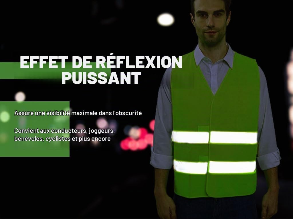 Anlising Gilet de Sécurité, 10PCS Gilet de Sécurité Réfléchissant, Gilet De Sécurité Haute Visibilité, Gilet Réfléchissant, Gilet Réfléchissant de Voiture, pour Conducteurs Travailleurs Unisexe