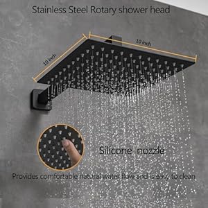 Rainfall shower system with tub spoutbathroom rain shower head 10 inch three functions shower faucet set luxury rain shower head setshower faucet comboblack  urban country home decor
