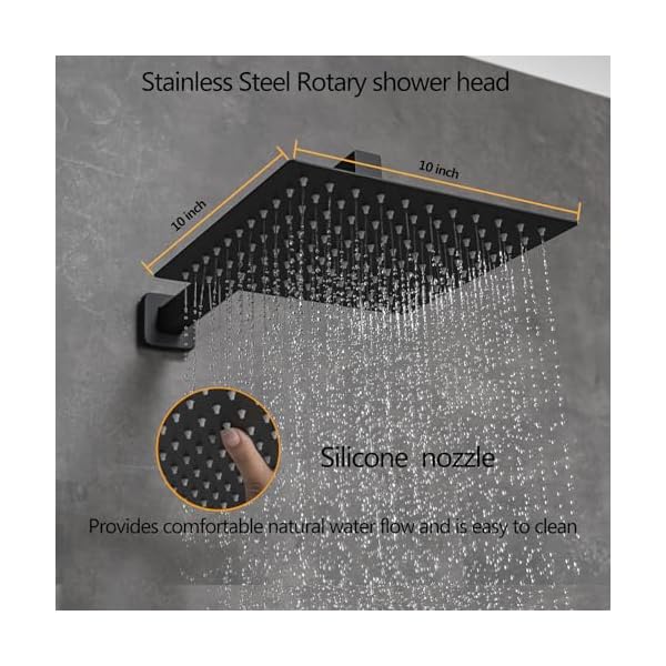 Rainfall shower system with tub spoutbathroom rain shower head 10 inch three functions shower faucet set luxury rain shower head setshower faucet comboblack  urban country home decor