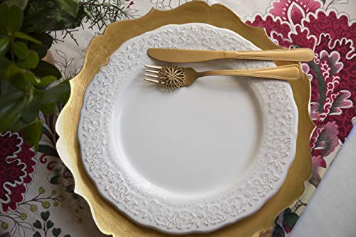 Tiger-Chef-13-inch-Gold-Distressed-Scalloped-Rimmed-Round-Charger-Plates-Melamine-Plastic-Dinner-Chargers-for-Wedding-Reception-Table-Place-Settings-Pack-Of-96