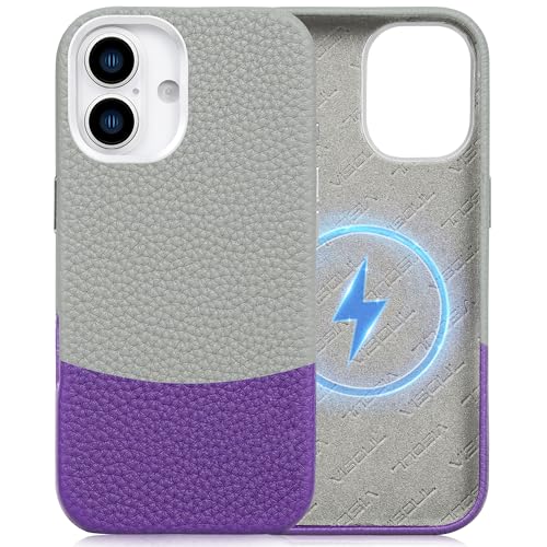Étui en cuir pour iPhone 17 anti-rayures, coque fine bicolore VISOUL