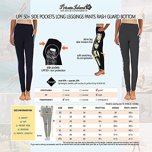 Private Island Women Upf 50+ Side Pockets Long Leggings Pants Swim Beach Swimsuit Rash Guard Bathing Bottom (Xxxl, Grey Blue-Rllp) #TOP4