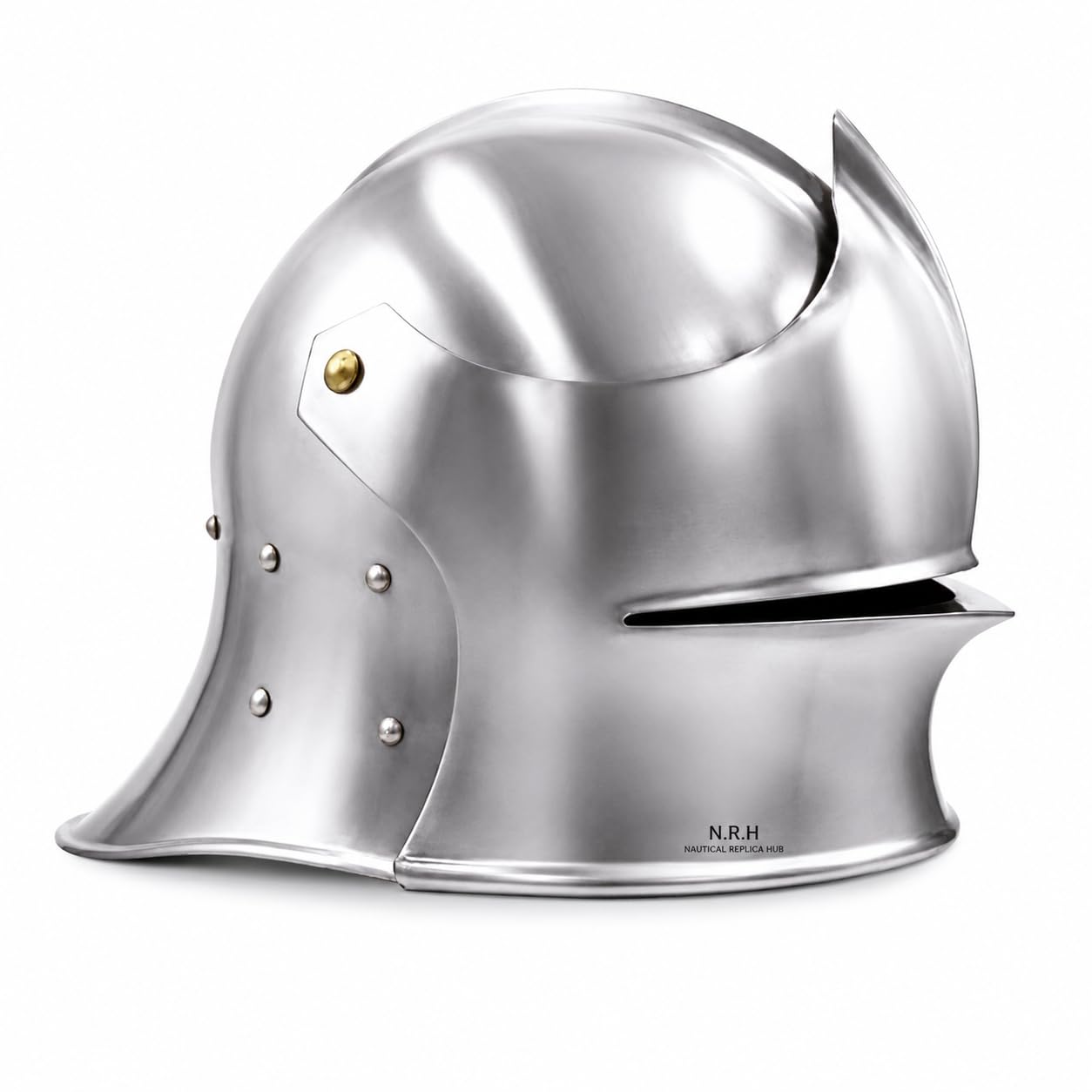 Nautical Replica Hub Casque de sallet médiéval nord italien Renaissance avec visière amovible Barbute Calibre 16