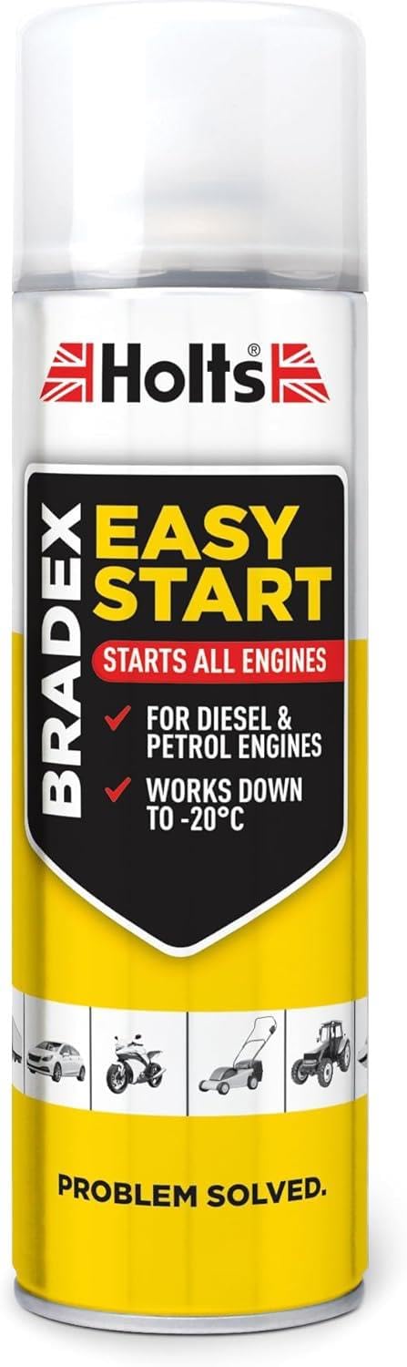 HOCHSTE Holts Bradex Easy Start Spray 300ml | Cold Start Aid for Petrol & Diesel Engines | Works in Arctic Conditions | Quick & Easy Use for Cars, Vans, Lawnmowers, Tractors & More Yellow -1 Pack