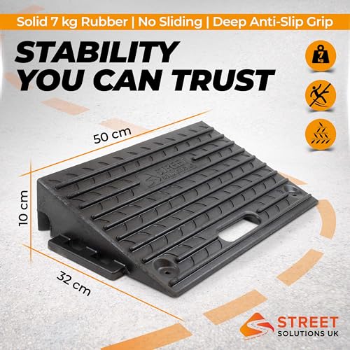 Street Solutions UK Rubber Kerb Ramp 4 inch Rise - Pack of 2 Non-Slip Kerb Ramps for Cars, Mobility Scooters and Wheelchairs