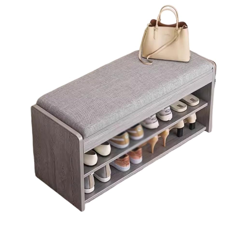 Étagère à chaussures avec banc rembourré et meuble de rangement pour entrée de maison