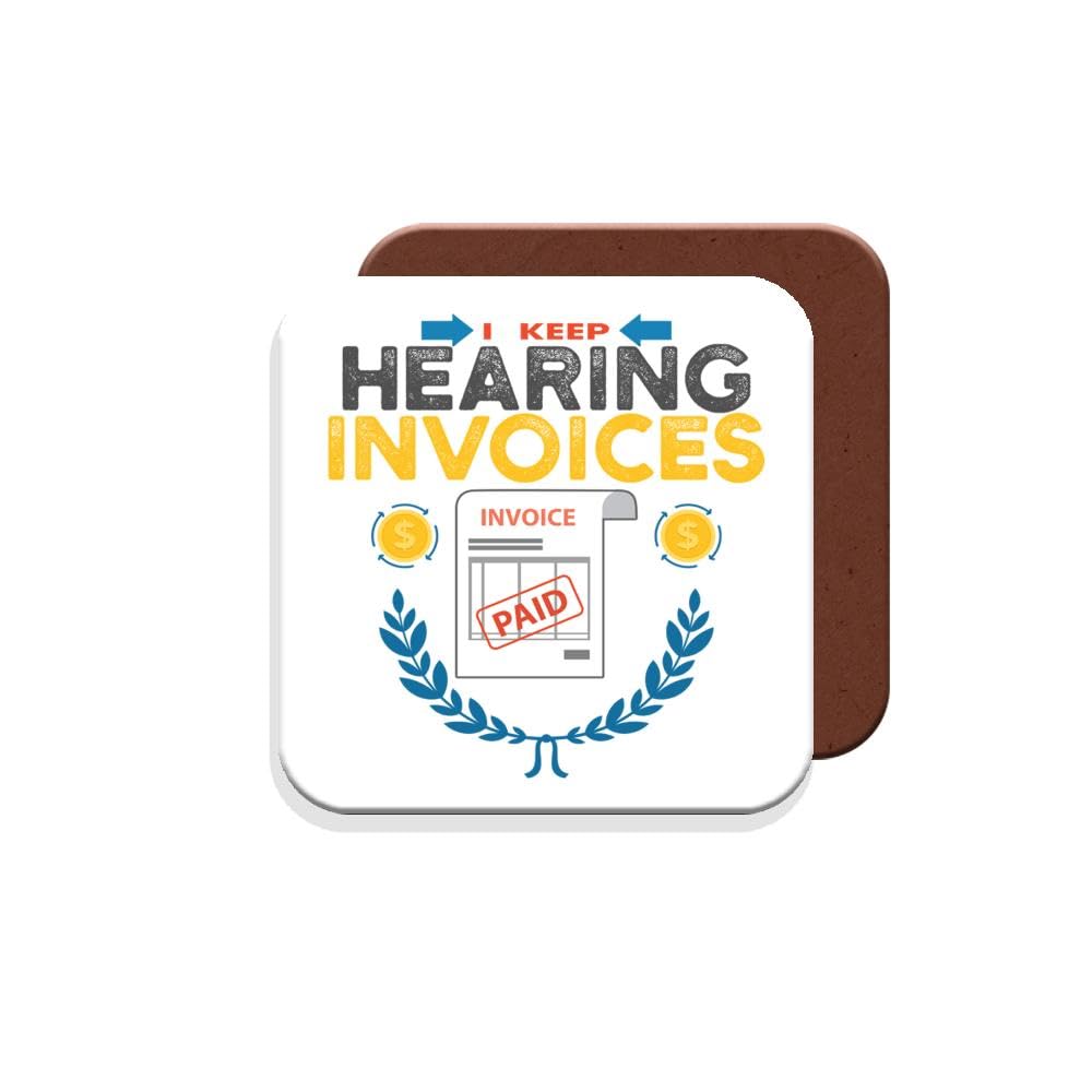 Muggz Coaster Gift For Accountant - I Keep Hearing Invoices - Giftset - Made By In The Uk