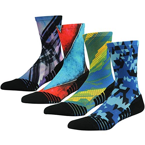 HUSO Cycling Socks, Men's Women's Cool Crazy Crew Mid Calf Novelty Outdoor Gym
