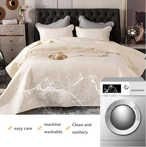 Colcha acolchada de 220x240 cm y fundas de almohada lavables a máquina para cama doble 6