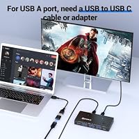 USB C Switch 2 Computers Share 4 10Gbps USB 3.2 Gen 2 Ports, USB Switcher hub for PC Laptop Keyboard Mouse Webcam Portable SSD, USB 3.2 Switch with 2 USB C Data Cables and Wired Remote – Ansicht 7