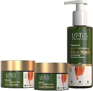 Lotus Botanicals Day & Night Pack | Vitamin C | Face Wash | Day Cream | Night Cream Combo Pack (Pack of 3)