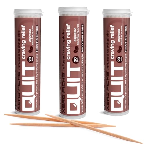 Image of Xero Picks Infused Flavored Toothpicks to Help Quit Smoking - Nicotine Free (Espresso, 3 Pack) Non-GMO Kosher Vegan