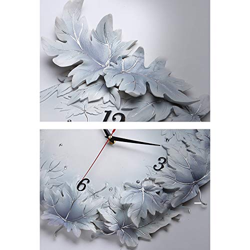 Yang1Mn.clock Mute Dimensional Relief Wall Clock Hand-Carved Maple Gray Resin Garden Decoration Simple Nordic Modern Creative 42 42Cm #TOP2