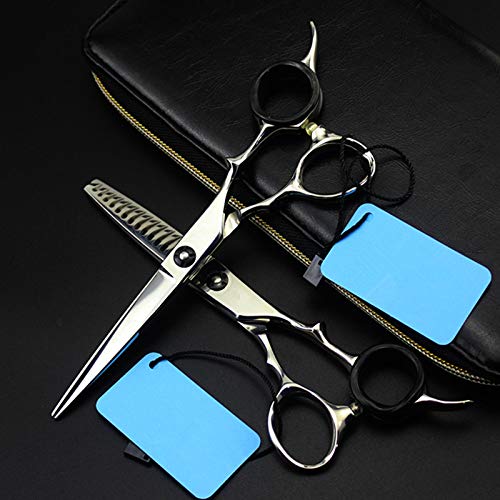 Professional Hair Cutting Shears, 6 inch Professional japan 440c antlers hair scissors cutting barber haircut thinning shears hairdressing scissors (Color : Set)