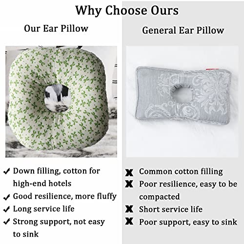 Image of Ear Piercing Pillow for Side Sleepers, Pillow with an Ear Hole for CNH and Ear Pain Ear Inflammation Pressure Sores, O-Shaped Side Sleeping Pillow, Ear Guard Pillow(Green Flower)