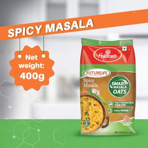 Image of Future Life Masala Oats | Non Sticky | Tasty, Anytime Snack | Ready in 3 mins | Tasty & Heathy Evening Snack | 100% Whole Grain Oats | No added preservatives | helps manage weight | 400g