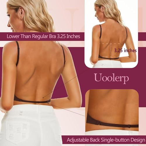 Image of Women Low Back Bras-Invisible Backless Bra-Seamless Secret Plunge No Show Bra Multiway Low Cut Deep-V Halter Bras