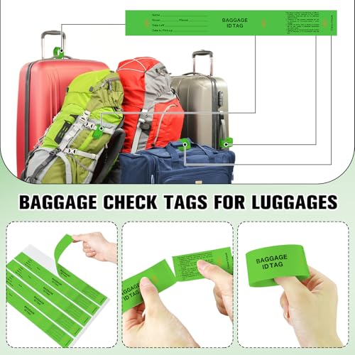 1000 Hotel Luggage ID Tags with Transfer Tape on Back Paper Baggage Claim Check Tags Numbering from 000 to 999 Baggage Identification for Hotel Suitcase Motel Bag(Green)3
