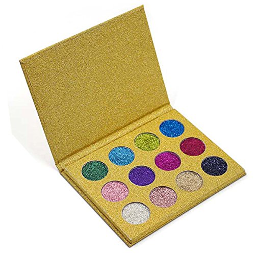 Glitter Eyeshadow Makeup Palette,Vodisa 12 color Pressed Glitter Powder Palette Long-Lasting Metallic Shimmer Eye shadow Pallet Eye Makeup Glow Highly Pigmented Mineral Pressed Glitter Cosmetic Makeup