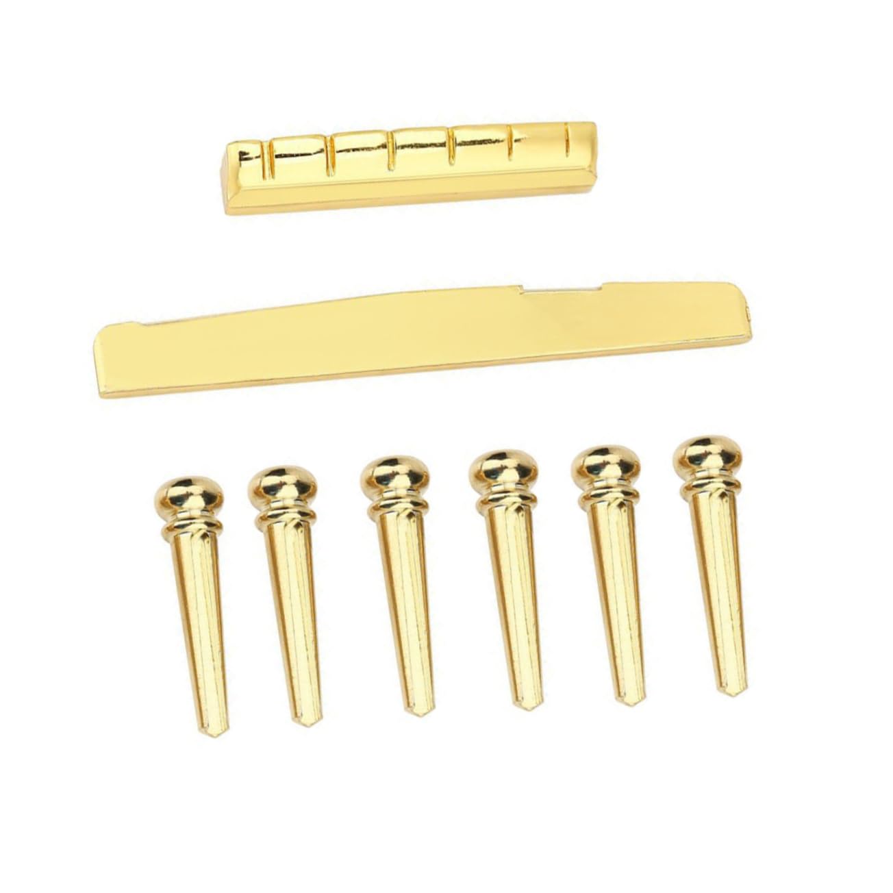 VANZACK 6Pcs Brass Bridge Saddle and Nut for String Folk Guitar Golden Durable Material Enhances Sound and Projection for Guitar Replacement