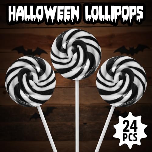 Halloween Lollipops 24pcs Black and White Swirl, Blue-Raspberry - image 2