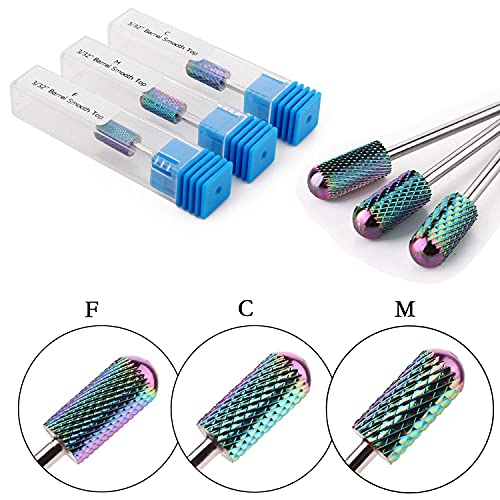 Image of Makartt Tungsten Carbide Nail Drill Bits Set Safety Bits 3Pcs 3 /32 inch Remove Gel Polish Dip Powder Nail Gel Drill Bit Professional Bits Tools Nail File Drill Bit Manicure Pedicure Color B-26