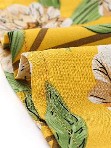 Allegra K Floral Skirt for Women's Tropical Lace Insert Elastic Drawstring Midi Tiered Vintage Skirts4