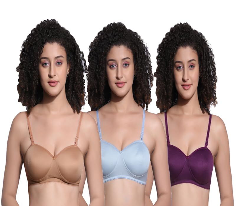 Image of SPUNN Women's Cotton Blend Light Padded Wirefree T-Shirt Bra Combo