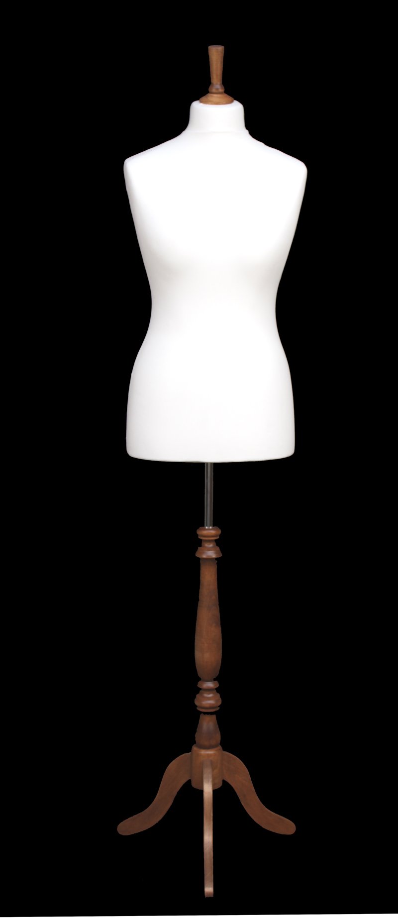 Manichino da sarto con busto femminile, prodotto pregiato, in tessuto jersey con treppiedi in legno, per capi di abbigliamento di misura 42, colore: panna