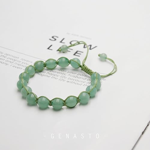 Miniatura 6 de Crystal Stone Green Jade Bracelet - GENASTO Natural Crystal Beaded Bracelet Valentines Day Gift for Her Green Aventurine Beads Bracelet for Women