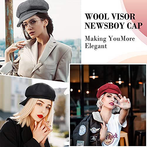 Geyoga 4 Pieces Women Wool Newsboy Cap Visor Beret Wool Blend Cabbie Hat 8 Panels Newsboy Caps For Women #TOP3