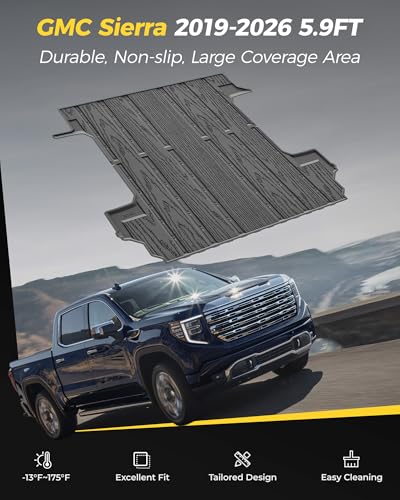 Image of 3W Truck Bed Mat for 2019-2025 2026 Chevrolet Chevy Silverado 1500 /GMC Sierra 1500 (Only Fit 5.8FT Bed), Bed Liner for Chevy Silverado GMC Sierra 1500, Not Fit Optional CarbonPro Bed