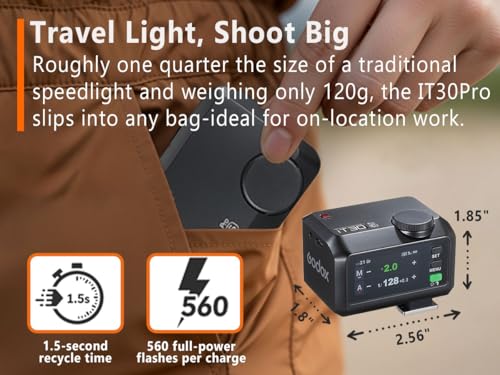 Flash Godox IT30Pro C para Canon con Difusor, IT30ProC IT30PROC TTL HSS 1/8000s Mini Flash Camera, Compatible con Cámara Canon EOS R RP R5 R6 R3 R7 R8 R10 R100 M3 M5 M6 M50 R5 Mark II R6 Mark II - imagen 6