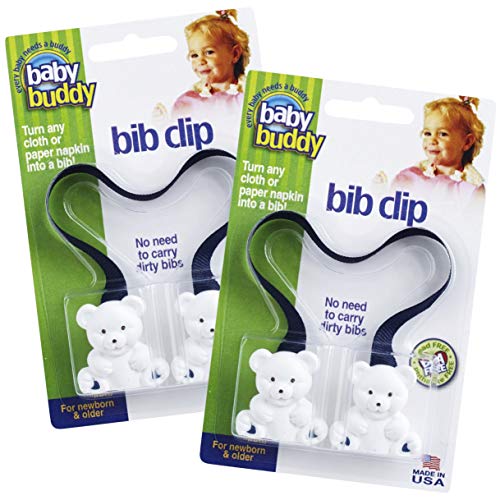 Baby Buddy Baby Bib Clip Turns Any Cloth, Towel, or Paper Napkin Into Instant Disposable Bibs, Travel Accessories, Essential Item for Baby Gifts, Feeding Supplies for Baby, Newborn and Up, 2pk, Navy