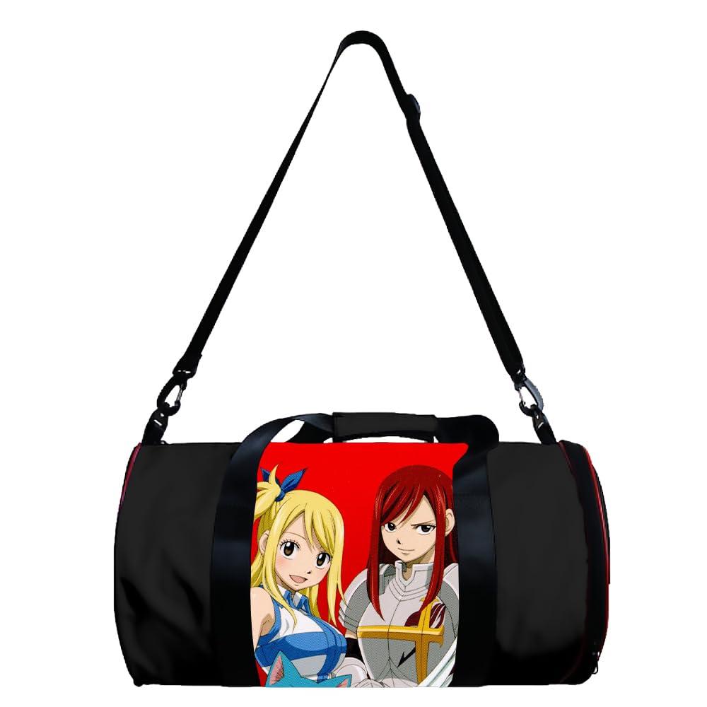 Zhongkaihua FAIRY TAIL Cylinder Crossbody Bag Large Capacity Multifunctional Sports Swimming Gym Duffle Bag,Anime Printed Pattern Casual Travel Portable Bag
