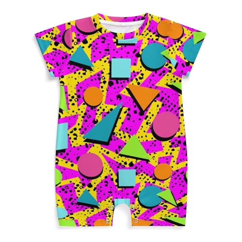 Retro Vintage 80s 90s Newborn Baby Romper Clothing Cute Infant Short Sleeve Clothes Jumpsuit Playsuit One Piece Outfit for 0-3M Boy Girl