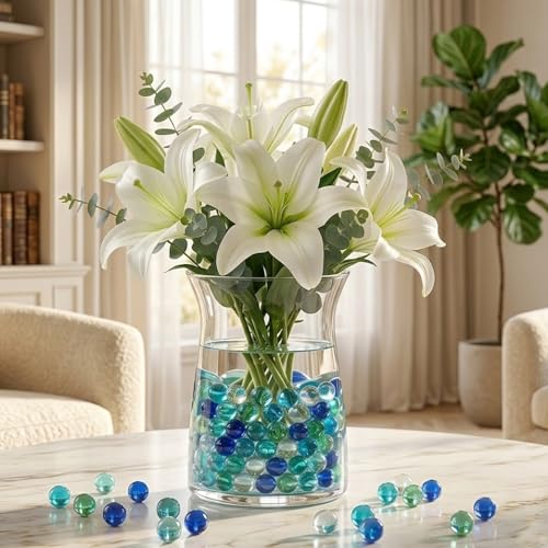 Lagincig 100Pcs Glass Marbles Set 5 Color Mix 14mm & 16mm Sizes for Marble Bounce Game DIY Decoration