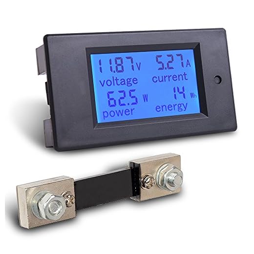 MICTUNING DC 6.5-100V 0-100A LCD Digital Display Ammeter Voltmeter Multimeter Volt Watt Power Energy Meter Blue with 100A 75mV Shunt