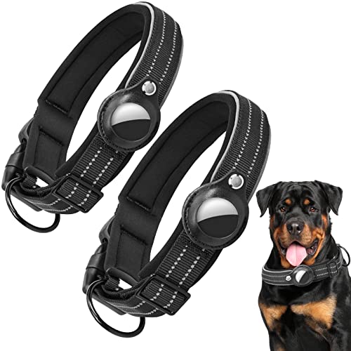 2pcs Colier pour Chien Réglable avec Souple Rembourré et Fils Très Réfléchissants, pour Chien de Suivi GPS pour Animaux de Compagnie (Deux Tailles)