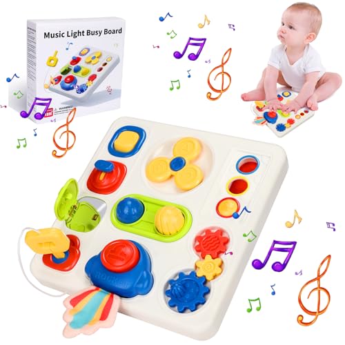 Image of Montessori Busy Board Toy for 1-2 Year Old, Toddler Busy Toys with Music&Light, Busy Board for 1 Year Old,Toddler Educational Toys, Preschool Learning Activities Travel Toy for 1 2 3 4 Boys&Girls