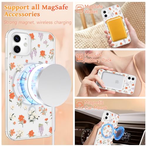 Protection iPhone 11 transparente Magsafe avec étui rigide à fleurs - 2