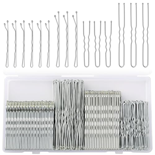 250 Pcs Hair Pins Silver Bobby Pins for Gray White Hair Wavy Bobby Pins 2inch 2.4inch U Shaped Silver Hair Pin for Buns 2inch 2.8inch Suitable for All Hair Types Hair Pins Kit for Women Girls Kids