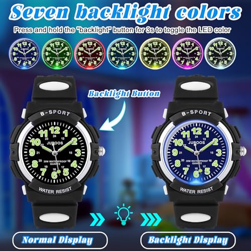 Image of Juboos Kids Watch Analog for Boys Girls, Childrens Waterproof Soft Strap Kids Time Teaching Quartz Wristwatch for Ages 5-15