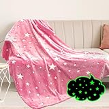 Picture of Preppy Blanket Glow in The Dark Blanket Girls Pink Star Blankets Fleece Blankets Birthday Gifts for Kids Soft Throw All Seasons