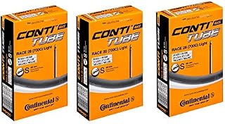 3 x Continental Race Bike Inner Tubes Long Valve Presta ,Black, 28 (700c) x 20-25c 80mm